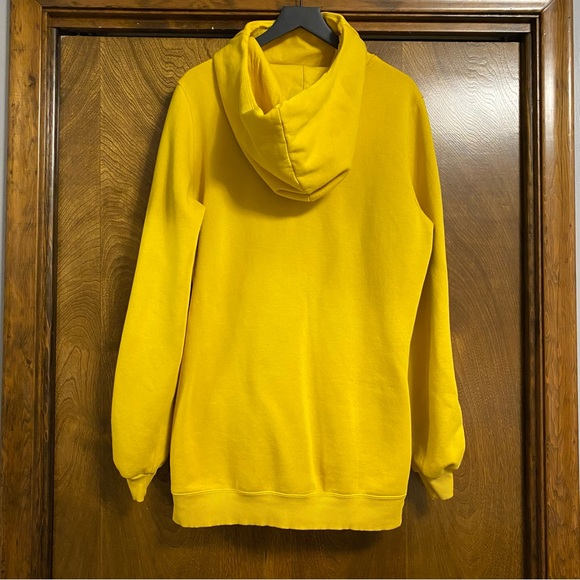 Reebok Medium Sweatshirt Dress with Ruched Sleeves, pockets, bright yellow retro - Picture 4 of 9